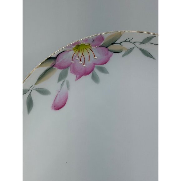 VTG Noritake Azalea Handled Cake Plate 8.5" Hand-Painted Pink Floral Japan MCM - Picture 4 of 8